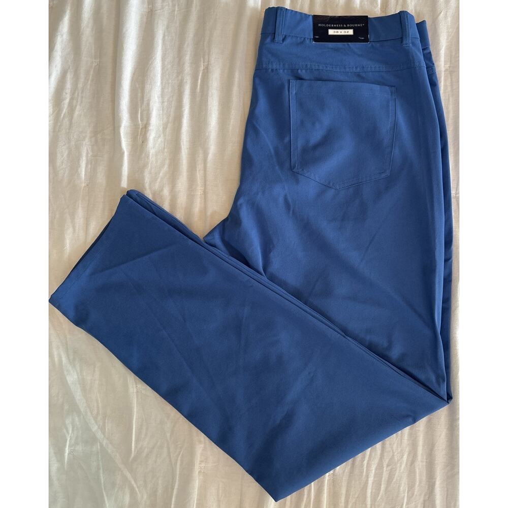 NWT Holderness & Bourne Mens Pants Tailored Fit Golf Performance Blue 38x32